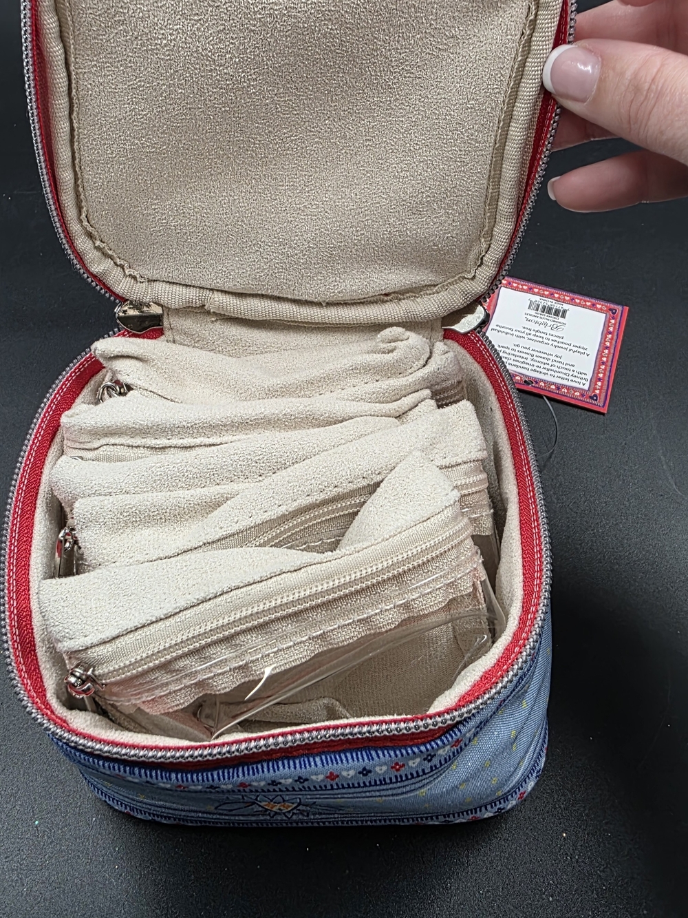 Brighton Bandana Love Red & Light Blue Jewelry Case - Picture 2 of 4